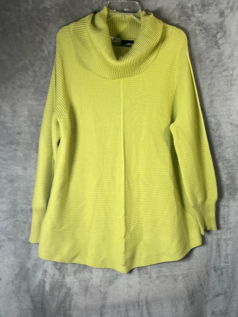 Cyrus Lime Green Ribbed Cowl Neck Sweater